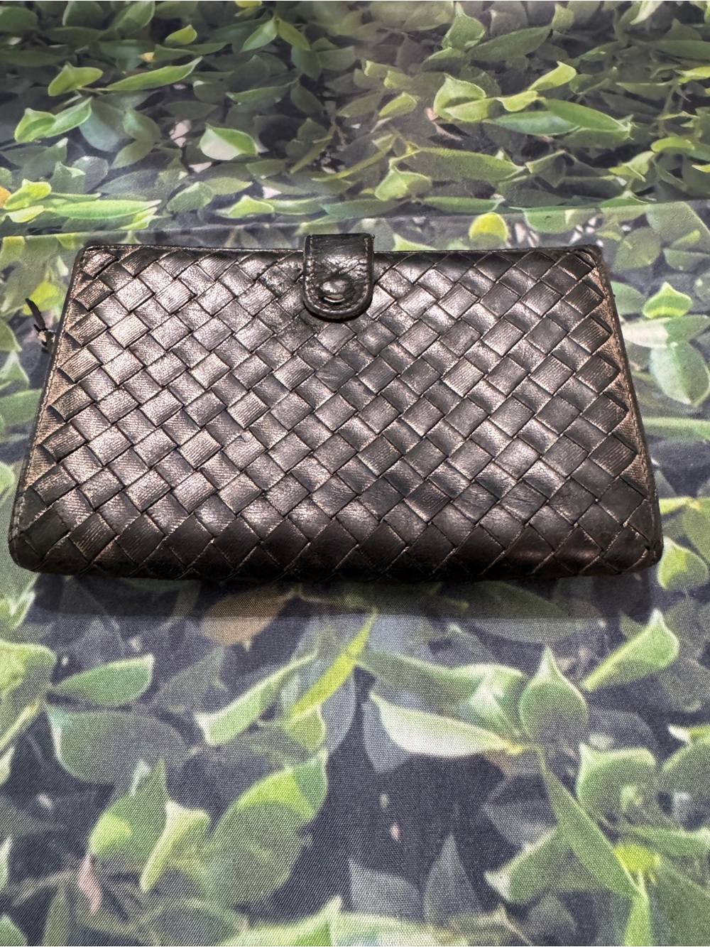 Bottega Woven Leather Black Women's Clutch Wallet